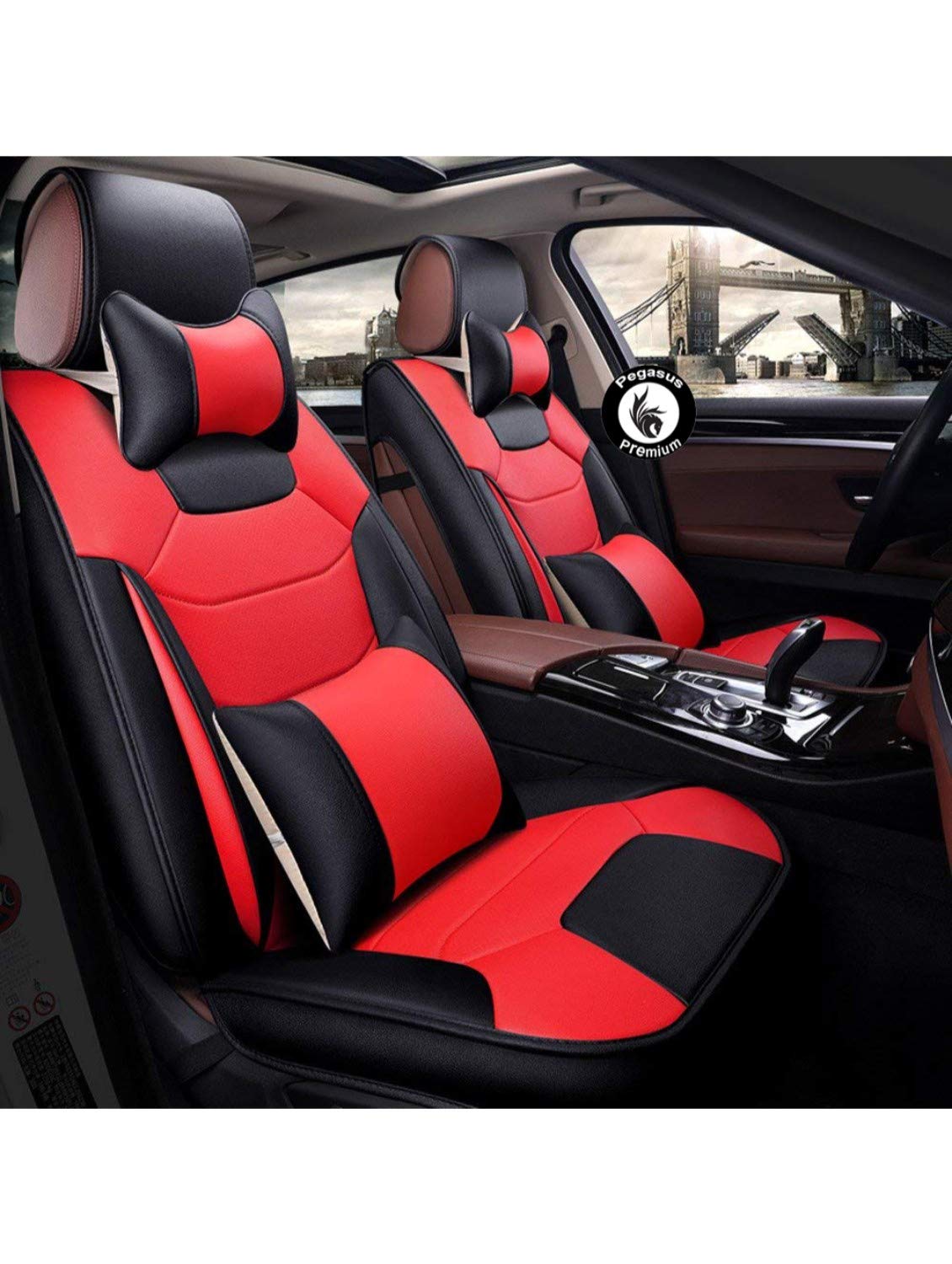 PegasusPremium PU Leather Car Seat Cover for Hyundai I20Active (Red-Black)